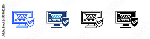 Secure Checkout Multi Style Icon Set Vector 
