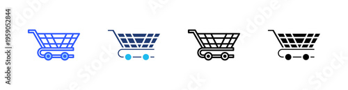 Cart Multi Style Icon Set Vector 