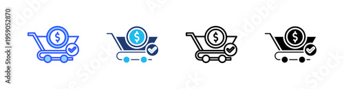 Checkout Multi Style Icon Set Vector 