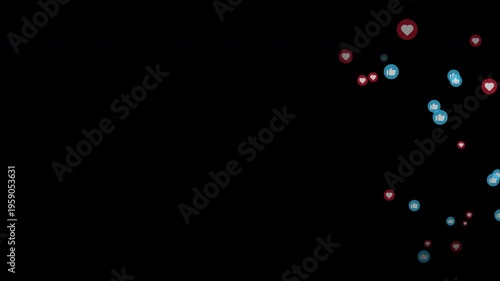 Social media animated hearts likes reactions love emoji motion graphic streaming icons animation ideal for enhancing live streams, online videos, and digital content with dynamic audience engagement.