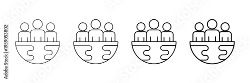 Friendship Together Icons Vector Set In Different Stroke Line Style