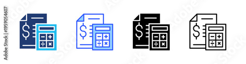 Financial Statements Multi Style Icon Set Vector 