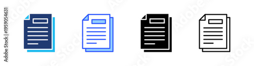 Document Multi Style Icon Set Vector 