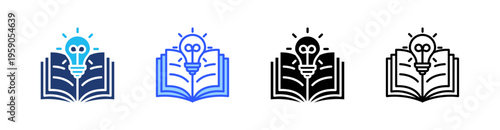 Knowledge Multi Style Icon Set Vector 