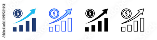 Profit Multi Style Icon Set Vector 