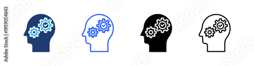 Critical Thinking Multi Style Icon Set Vector 