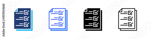 Checklist Multi Style Icon Set Vector 