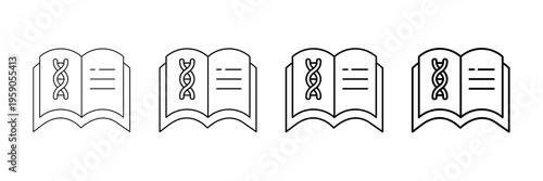 Epigenetics Study Icons Vector Set In Different Stroke Line Style