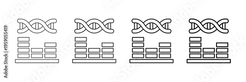 Rna Sequencing Icons Vector Set In Different Stroke Line Style