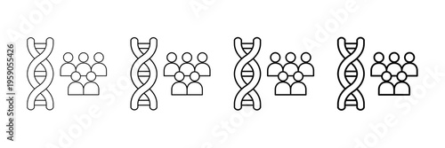 Population Genomics Icons Vector Set In Different Stroke Line Style