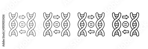 Comparative Genomics Icons Vector Set In Different Stroke Line Style