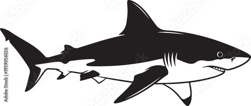 Shark, Black, Vector, Icon, Graphic isolated on Transparent Background