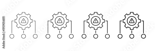 Incident Workflow Icons Vector Set In Different Stroke Line Style