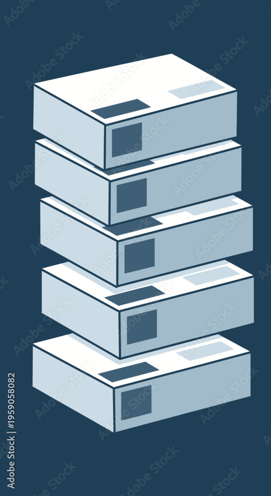 Fototapeta premium Stacked Packages Depicting Order and System, Conceptualizing Commercial Transactions in a