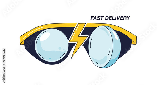 Speedy Spectacle: Lightning-Fast Glasses Delivery Visualized With Unique Illustration