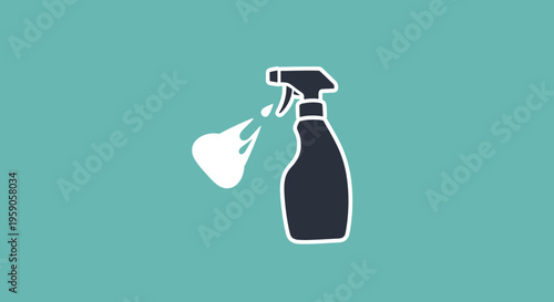 Sprayer Bottle Icon Against Aqua Background Depicting Sanitation And Cleansing Activities
