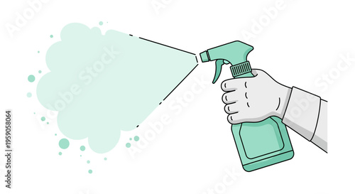 Spraying Sanitizer Illustration Depicting Disinfection and Protection Against Germs