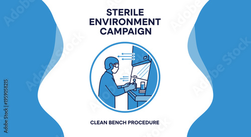 Sterile Environment Campaign Illustration Highlighting Clean Bench Procedures With Protective