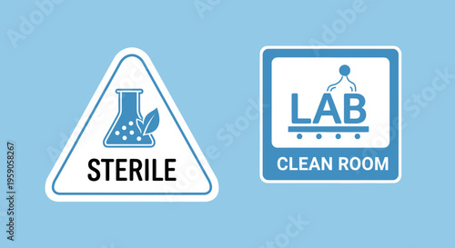Sterile Lab Iconography And Clean Room Signage For Scientific And Medical Facilities