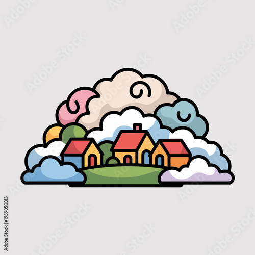 Colorful Houses Under Cloudy Sky