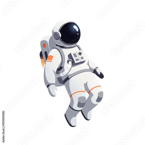 Astronaut floating in outer space in a white spacesuit with orange accents and a helmet - AI Generated