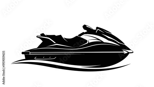Dynamic illustration of a sleek personal watercraft in motion, capturing the thrill of summer water sports and aquatic recreation