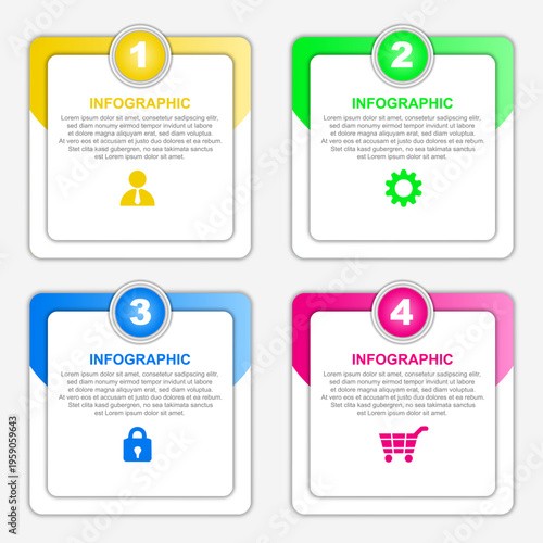 Infographic 4 design elements for your business data. Vector illustration.