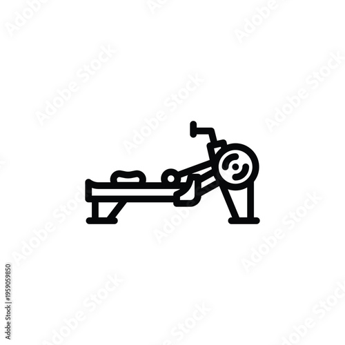 Illustration of Indoor Rowing Machine Fitness Equipment.