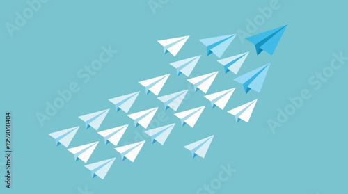 Paper Airplanes in Flight Formation.