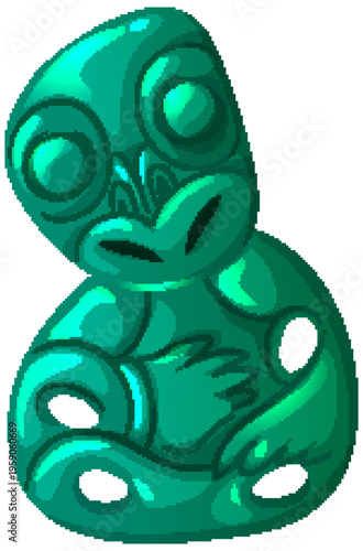 Green Maori Hei Tiki Jade Pendant Vector Illustration