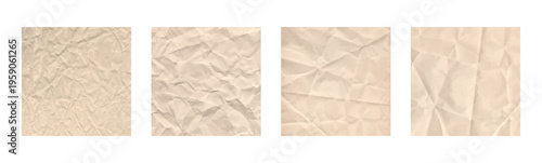 Paper tear collection and poster background parchment with old texture crumpled. Torn craft vector and carton pattern aged with construction antique kraft. Folded paper recycled square sheet bg set.