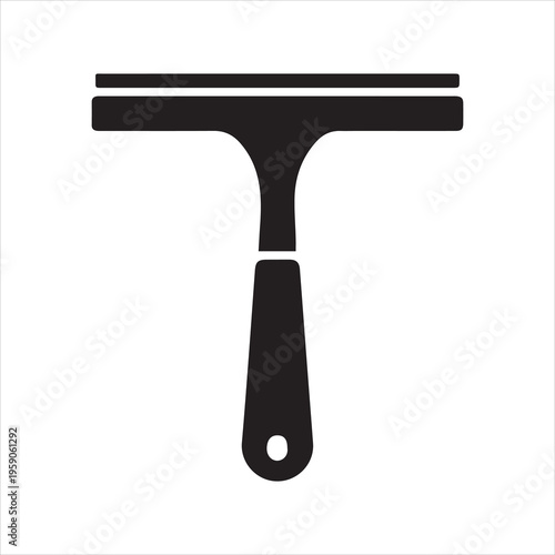 Window squeegee cleaning silhouette vector art illustration on white background
