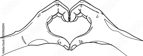 Continuous one line drawing of hands making heart shape symbol for love romantic wedding valentine day and togetherness vector illustration