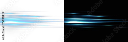Cuadro en lienzo High speed blue lens flare with horizontal light streaks and motion blur for fut