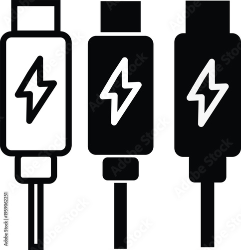 USB type c icon. USB type c outline. Type c cable sign. flat style.