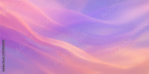A soft flowing pink and purple silk background features smooth satin waves and liquid motion curves in a vibrant abstract fabric textile design illustration