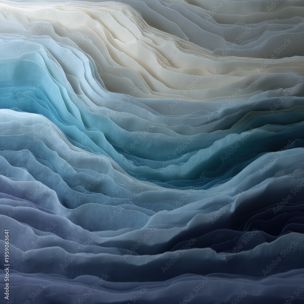 Obraz premium Soft, undulating wave patterns in gradient blues