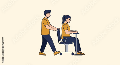 Supporting Mobility: A Person Pushes a Chair with Another Person Seated Inside