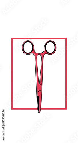 Surgical Instrument Depicted Against a White Backdrop Within a Red Rectangular Frame