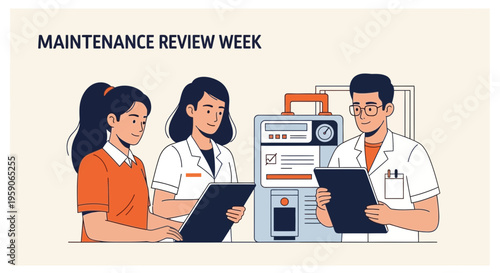 Team Reviewing Maintenance and Repair Operations of Complex Industrial Equipment System