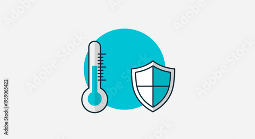 Temperature And Shield Combination Representing Health, Safety, and Protection Concept