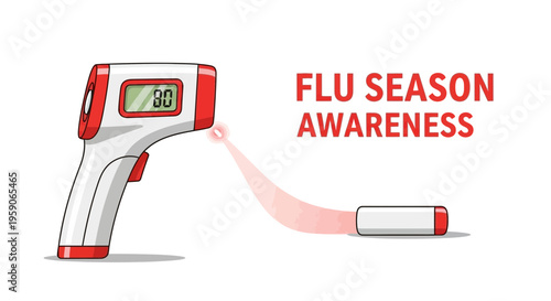 Temperature Check During Flu Season: Illustration of Health Prevention and Vigilance
