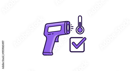 Temperature Check Icon Depicting Health Screening and Positive Result in Isolated View