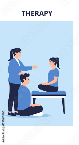 Therapist Guiding Patients Through Exercises for Wellbeing And Mindful Practices.
