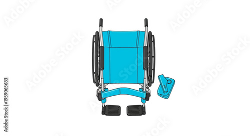 Top-Down View of a Modern, Colorful Wheelchair Isolated on a White Background