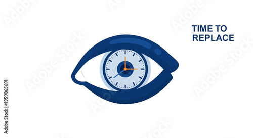 Time's Vision: Illustrative Concept Depicting Eye and Clock for Timely Replacement
