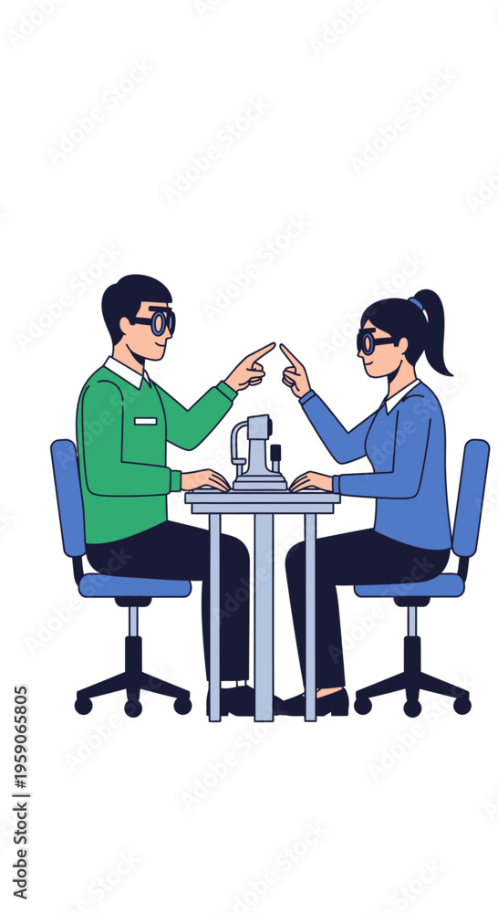 Fototapeta premium Two Individuals Interacting Over Tabletop Device, Illustrating Collaboration and Connection