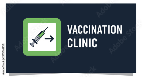 Vaccination Clinic Sign Illustrating Medical Inoculation Against Viruses With Modern Aesthetic