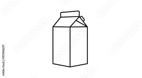 Minimalist Line Art Icon of a Milk Carton