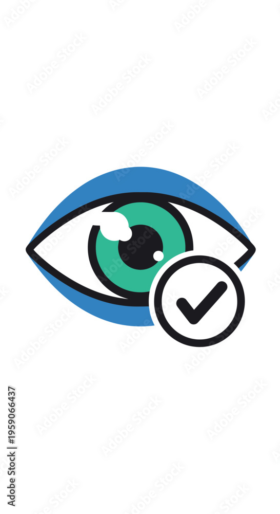 Obraz premium Verified Vision: An Eye Symbol Combined With a Checkmark Represents Confirmation and Approval